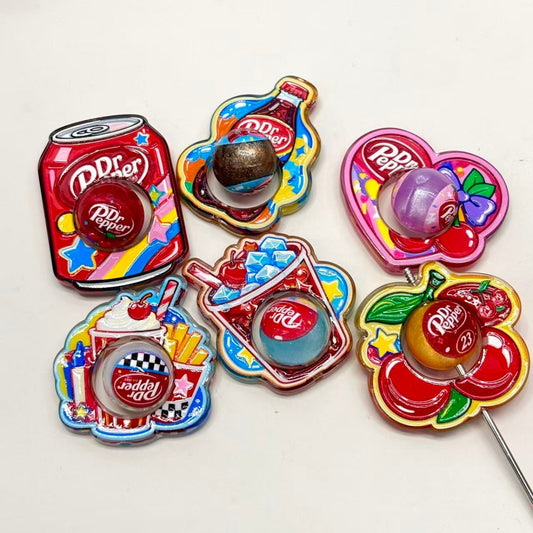 Cherry Pepper Soda Acrylic Focal Beads, Retro 23 Flavors Pop Can & Bottle Charms for DIY Beadable Pens & Keychains