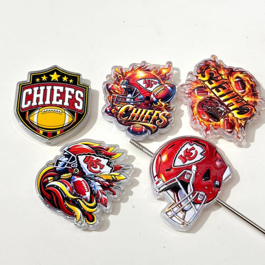 Red & Gold Football Game Day Acrylic Focal Beads, Kingdom Helmet & Shield Beads for DIY Beadable Pens & Keychains