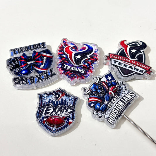 Houston Football Game Day Acrylic Focal Beads, Battle Red & Navy Bull Beads for DIY Beadable Pens & Keychains