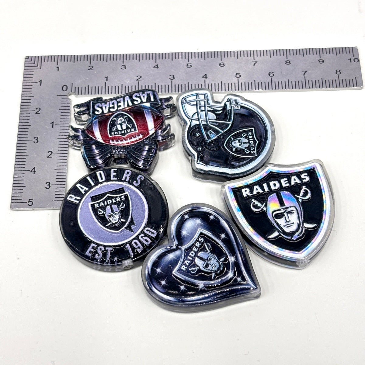 Silver & Black Football Acrylic Focal Beads, Pirate Mascot & Battle Helmet Beads for DIY Beadable Pens & Keychains