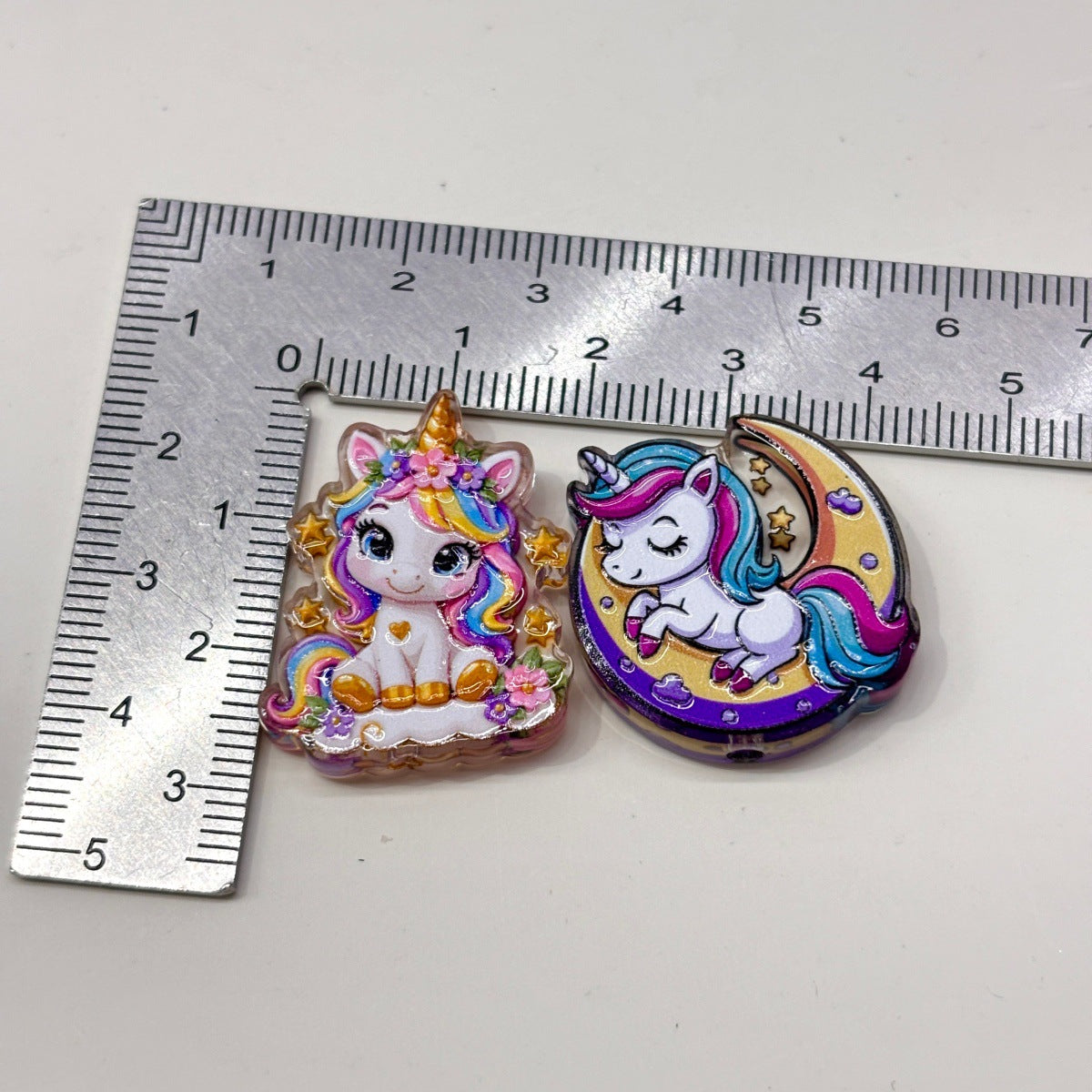 Pastel Rainbow Unicorn Acrylic Focal Beads, Flying Pegasus & Crescent Moon Beads for DIY Beadable Pens & Keychains