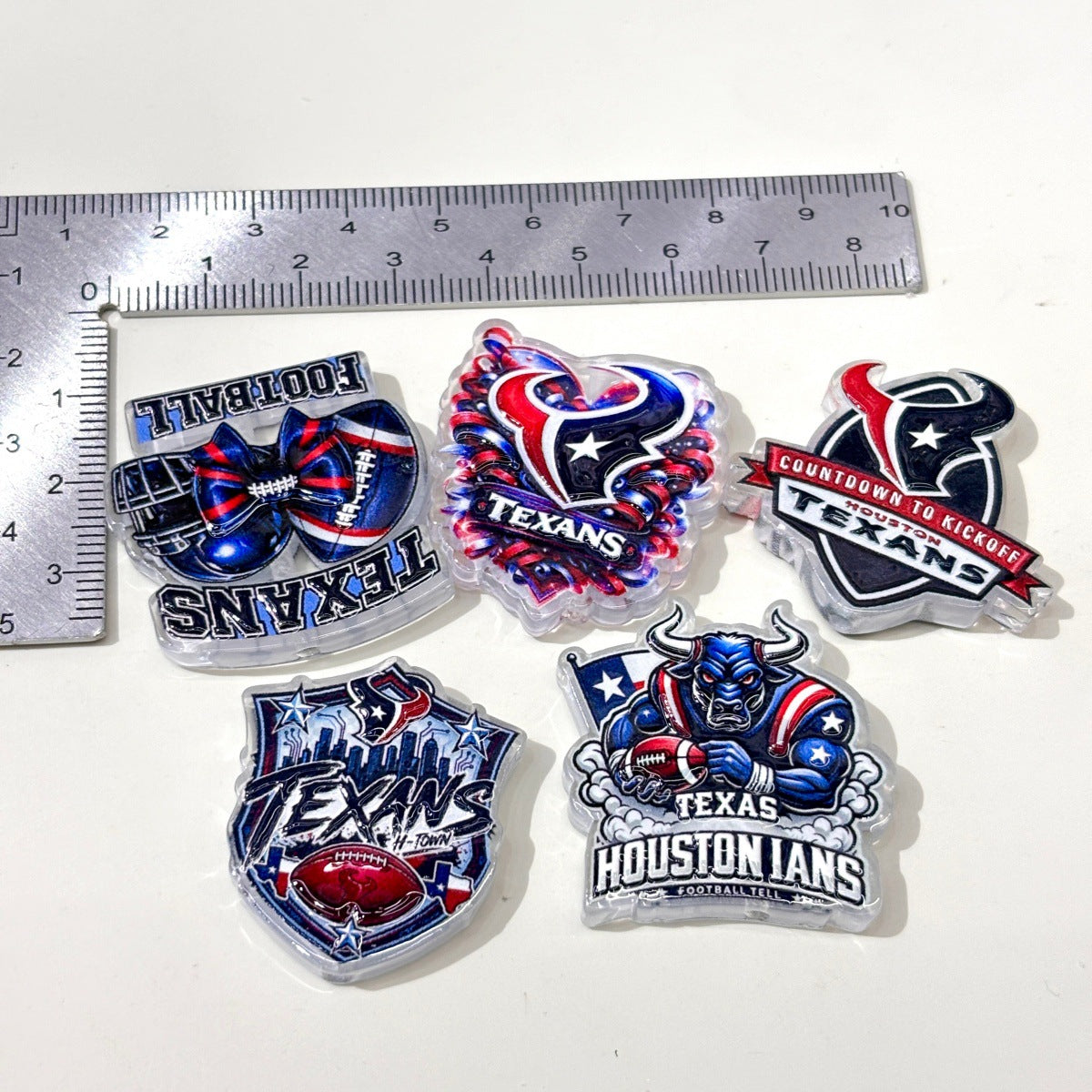 Houston Football Game Day Acrylic Focal Beads, Battle Red & Navy Bull Beads for DIY Beadable Pens & Keychains