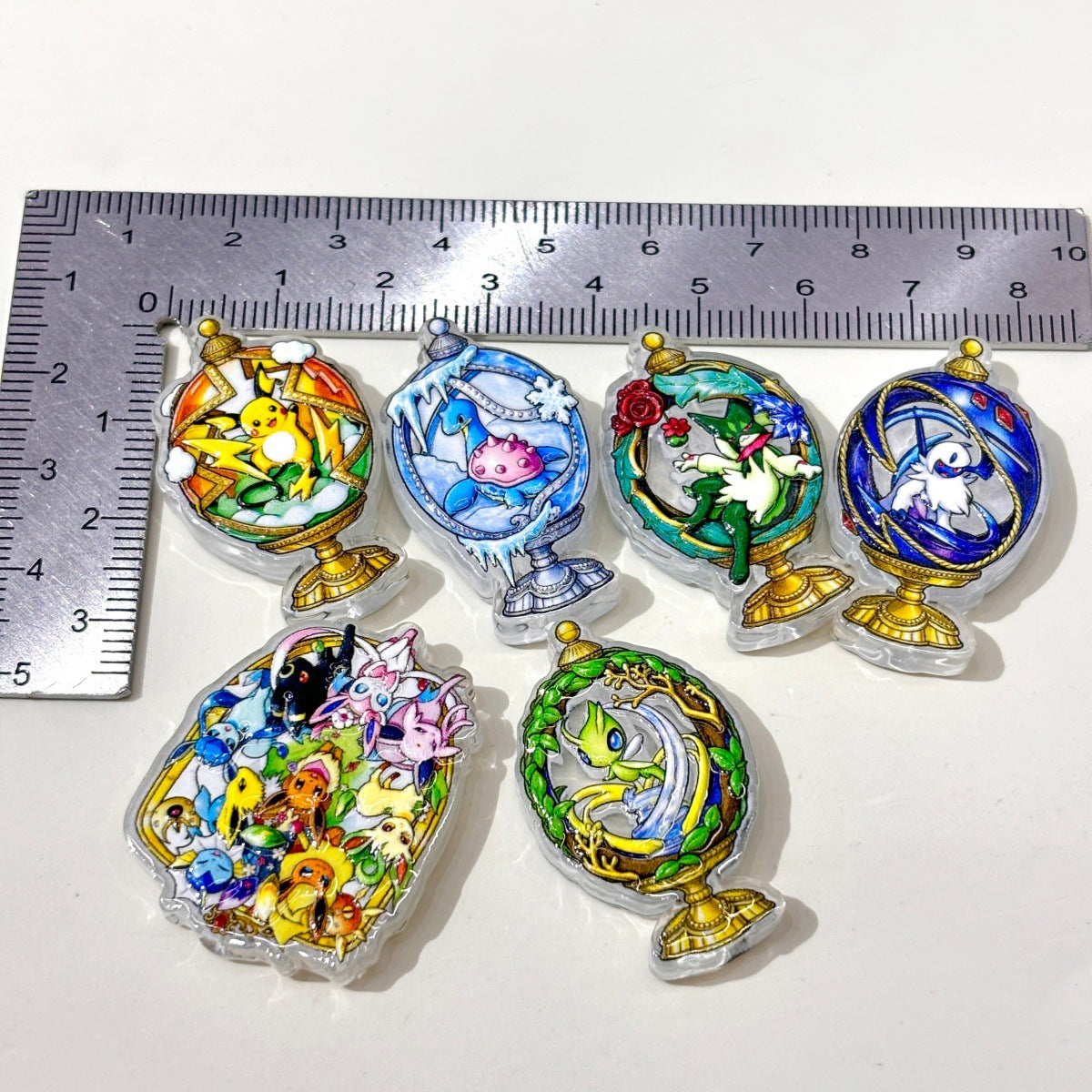 Pocket Monster Terrarium Acrylic Focal Beads, Electric Mouse & Eevee Evolution Globe Beads for DIY Beadable Pens & Keychains