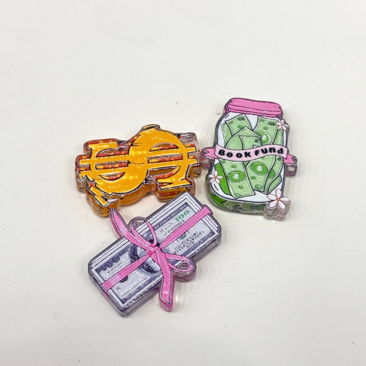 Cash Money Acrylic Focal Beads, Dollar Bill Roll & Book Fund Jar Beads for DIY Beadable Pens & Keychains