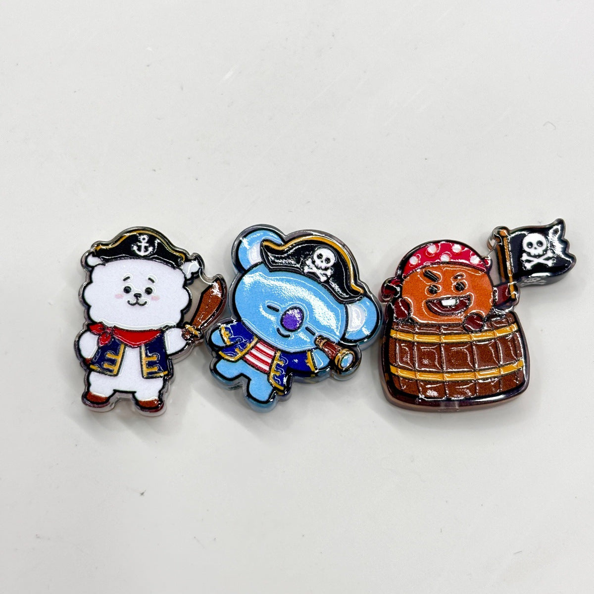 Kawaii Pirate Mascot Acrylic Focal Beads, Cute Anime Animal Sailors & Treasure Hunter Beads for DIY Beadable Pens & Keychains