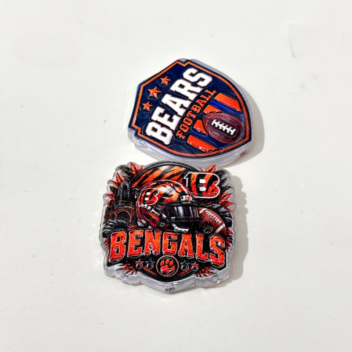Striped Tiger Football Game Day Acrylic Focal Beads, Gridiron Helmet & Shield Beads for DIY Beadable Pens & Keychains