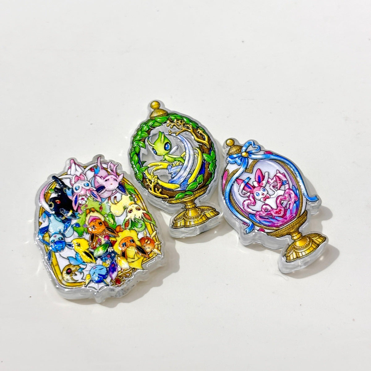 Pocket Monster Terrarium Acrylic Focal Beads, Electric Mouse & Eevee Evolution Globe Beads for DIY Beadable Pens & Keychains