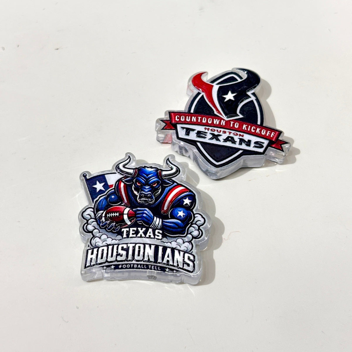 Houston Football Game Day Acrylic Focal Beads, Battle Red & Navy Bull Beads for DIY Beadable Pens & Keychains