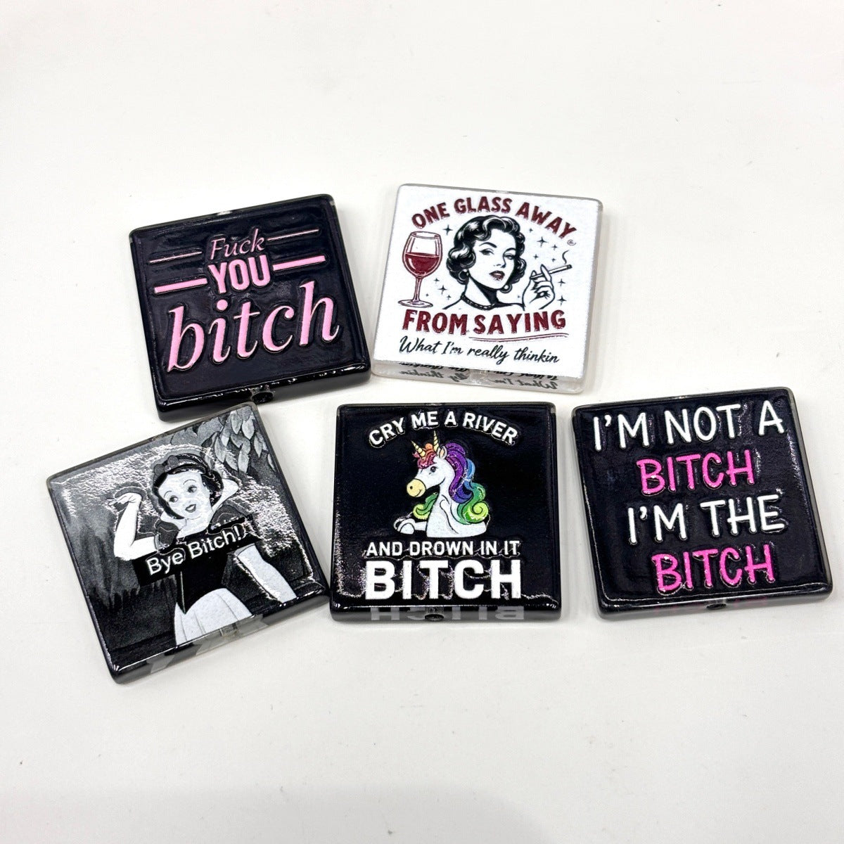 Snarky Sarcastic Quote Acrylic Focal Beads, Funny Adult Humor & Bad Attitude Beads for DIY Beadable Pens & Keychains