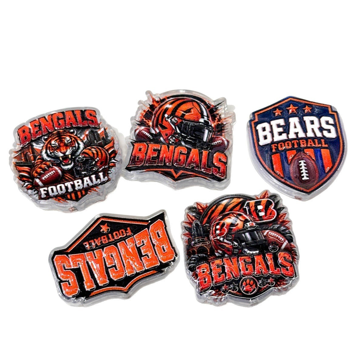 Striped Tiger Football Game Day Acrylic Focal Beads, Gridiron Helmet & Shield Beads for DIY Beadable Pens & Keychains