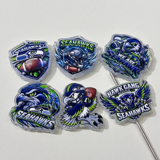 Pacific Northwest Sea Hawk Acrylic Focal Beads, Electric Green Football Mascot Beads for DIY Beadable Pens & Keychains