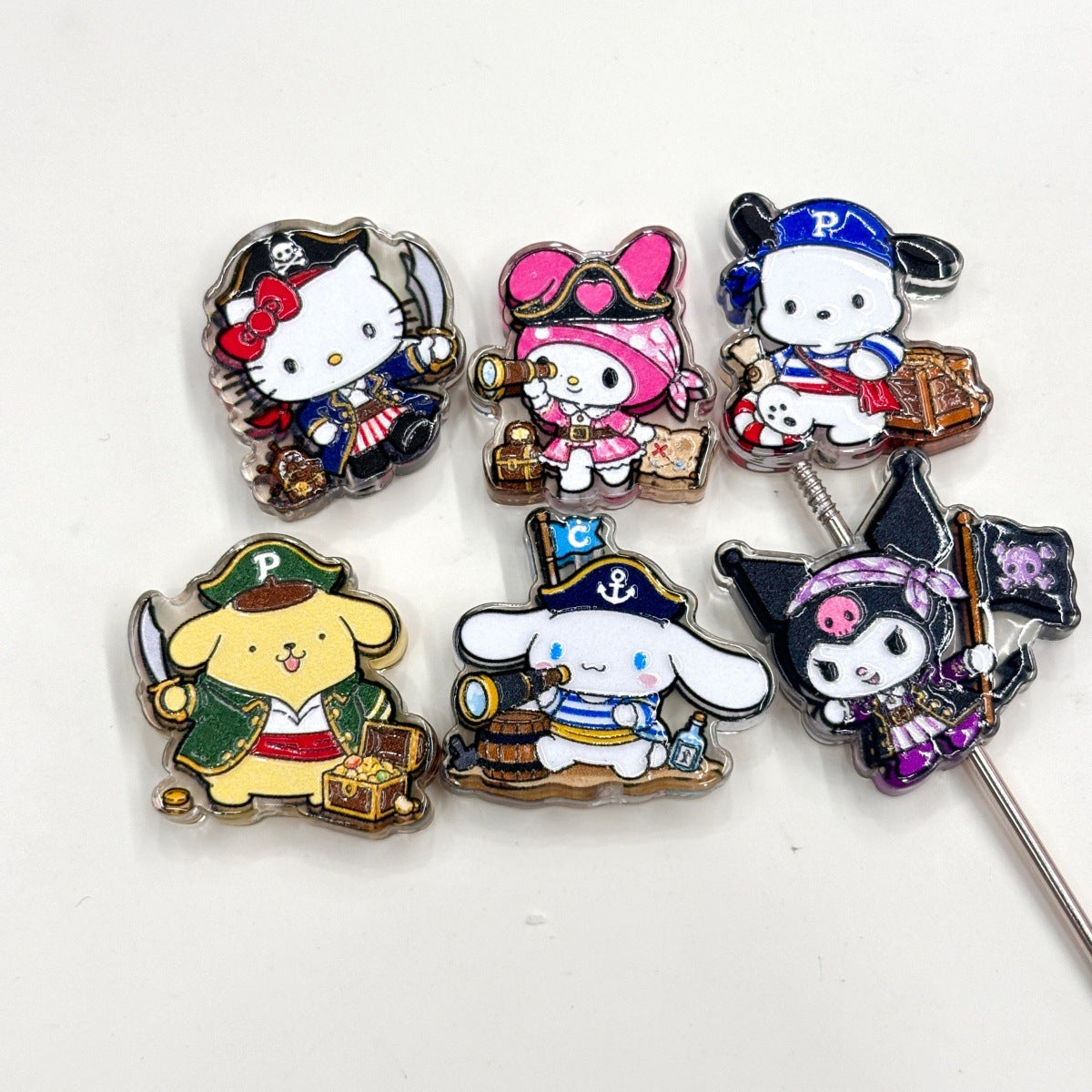 Kawaii Pirate Mascot Acrylic Focal Beads, Cute Anime Animal Sailors & Treasure Hunter Beads for DIY Beadable Pens & Keychains