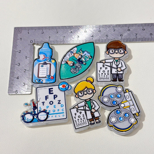 Optometry Eye Doctor Acrylic Focal Beads, Snellen Eye Chart & Phoropter Beads for DIY Beadable Pens & Badge Reels