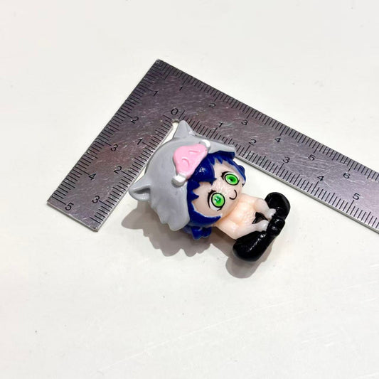 3D Chibi Demon Hunter Acrylic Focal Beads, Anime Samurai & Upper Moon Sitting Figure Beads for DIY Beadable Pens & Keychains