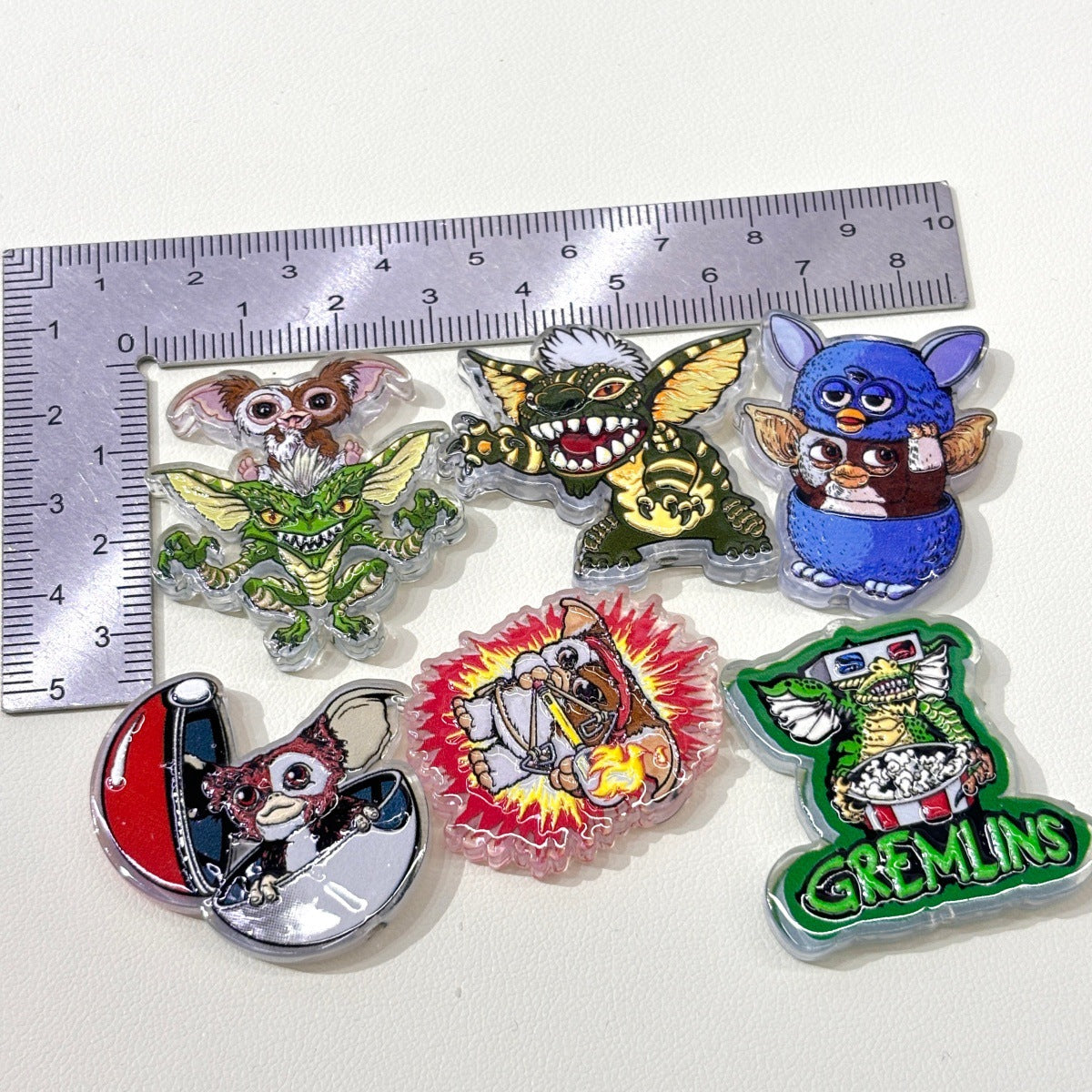 Retro 80s Movie Creature Acrylic Focal Beads, Mischievous Green Monster & Popcorn Beads for DIY Beadable Pens & Keychains