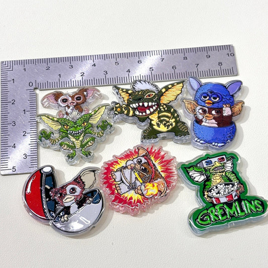 Retro 80s Movie Creature Acrylic Focal Beads, Mischievous Green Monster & Popcorn Beads for DIY Beadable Pens & Keychains