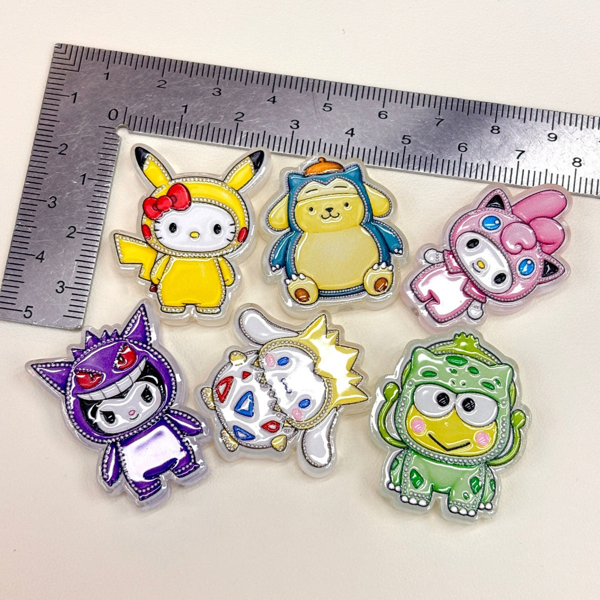Kawaii Mascot Onesie Cosplay Acrylic Focal Beads, Cute Anime Creature Pajama Beads for DIY Beadable Pens & Keychains