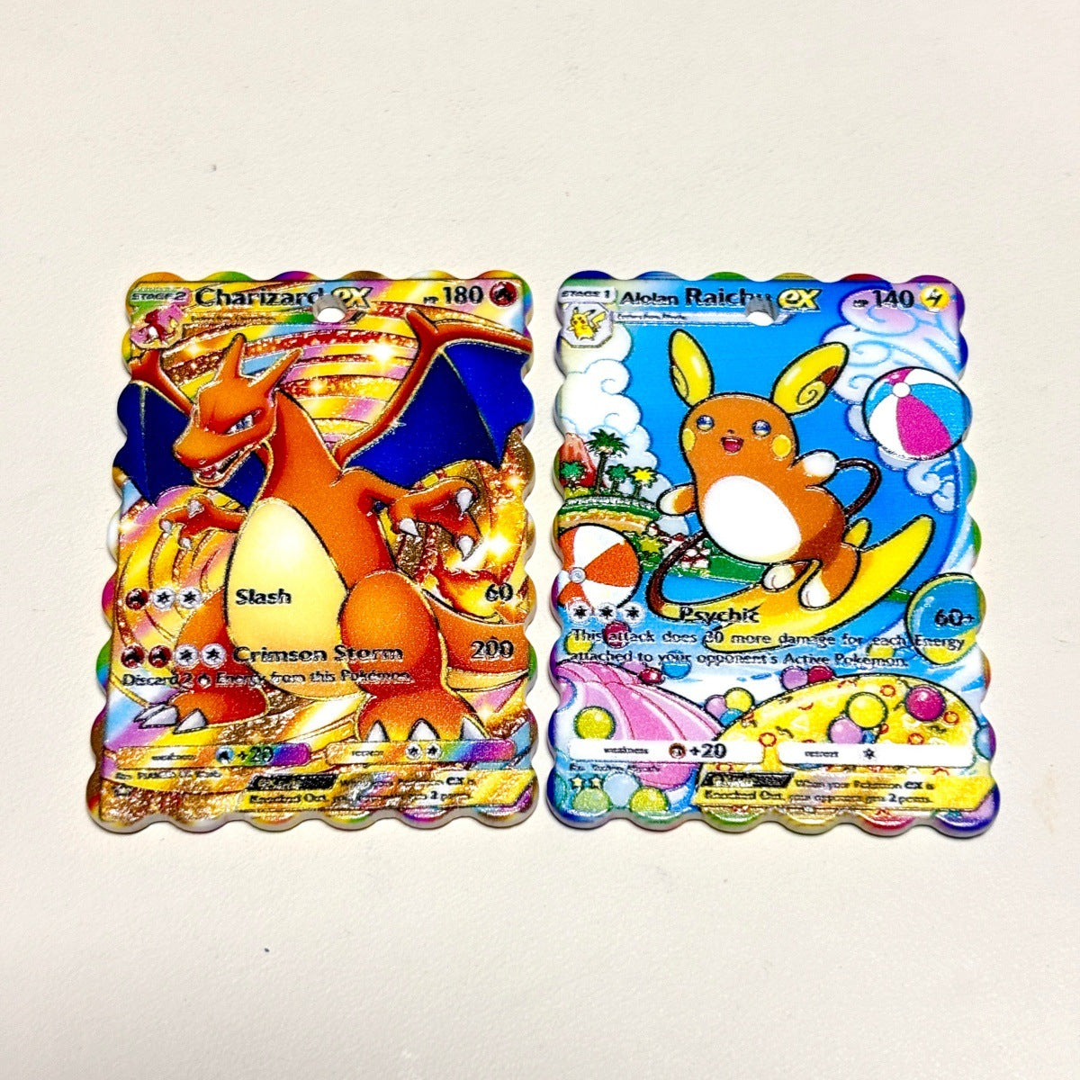 Trading Card Anime Acrylic Dangle Charms, Top Hole Battle Monster Scalloped Pendants for DIY Keychains, Pens & Bag Charms