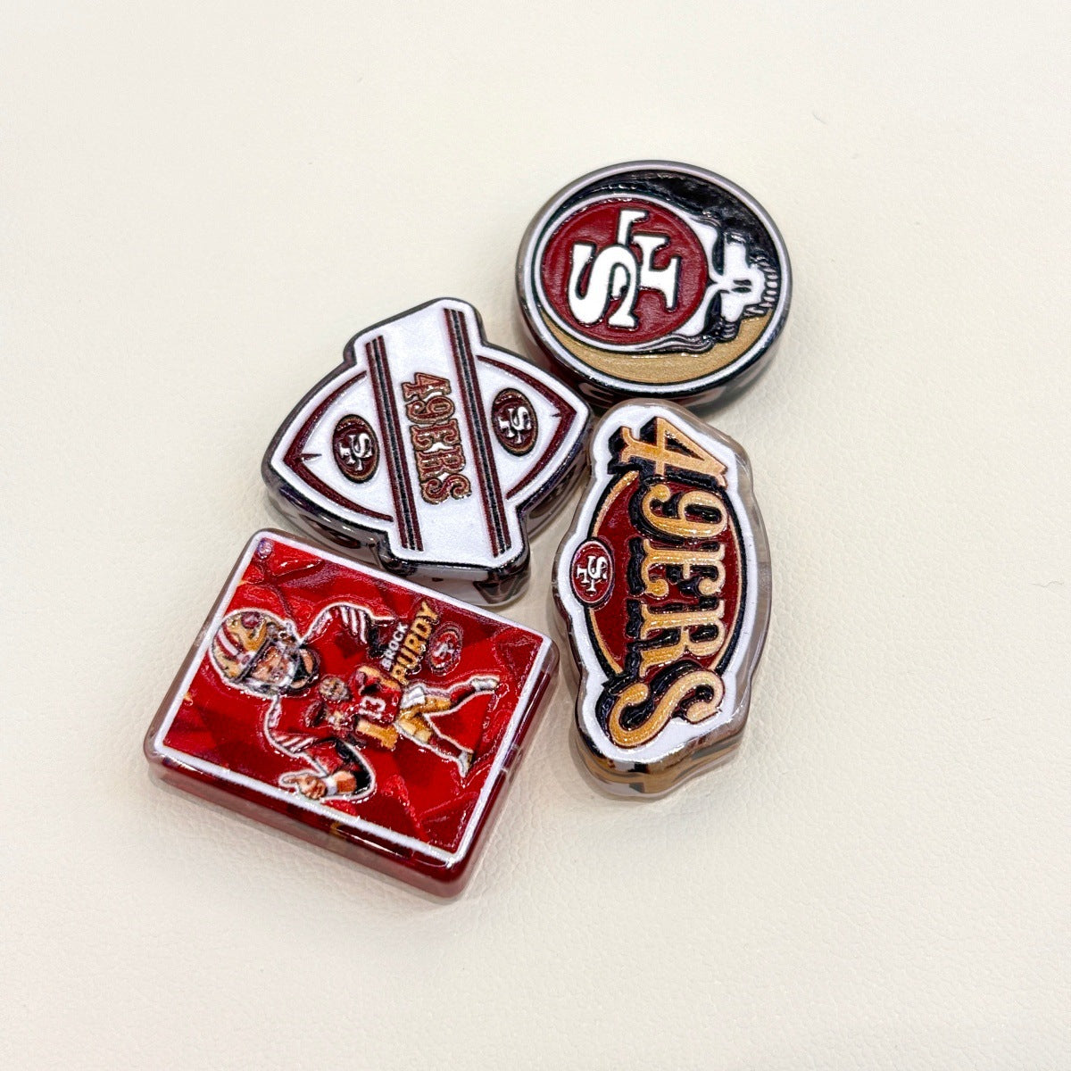 Red & Gold Football Dynasty Acrylic Focal Beads, West Coast Helmet & Championship Banner Beads for DIY Beadable Pens & Keychains
