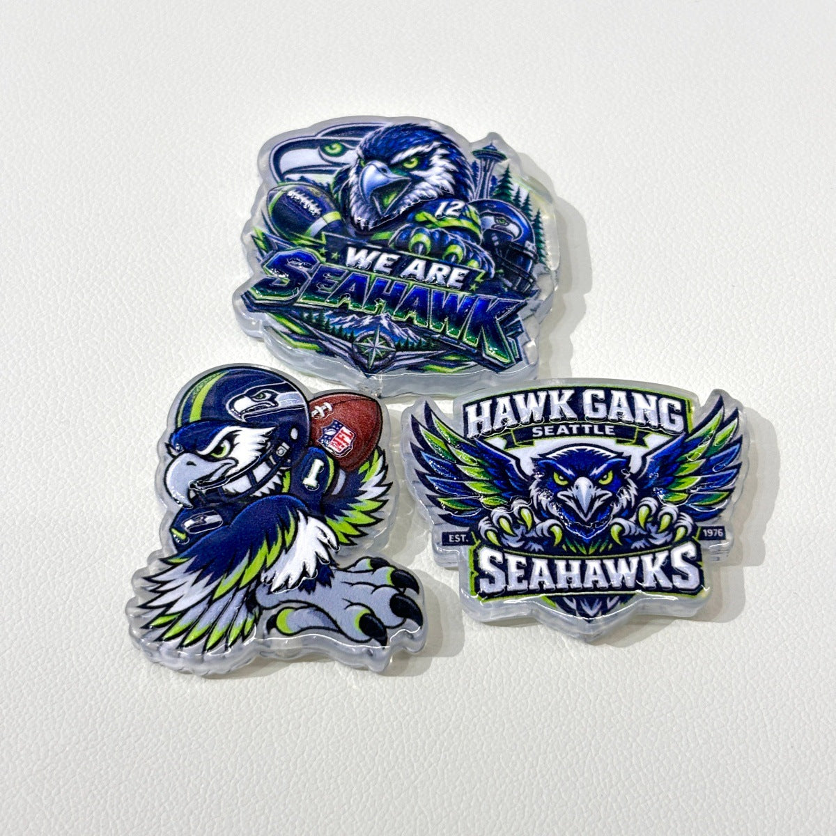 Pacific Northwest Sea Hawk Acrylic Focal Beads, Electric Green Football Mascot Beads for DIY Beadable Pens & Keychains