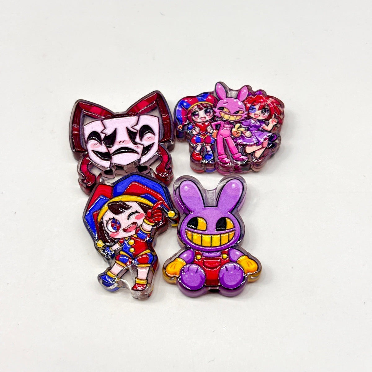 Digital Circus Jester Acrylic Focal Beads, Whimsical Harlequin & Purple Bunny Beads for DIY Beadable Pens & Keychains