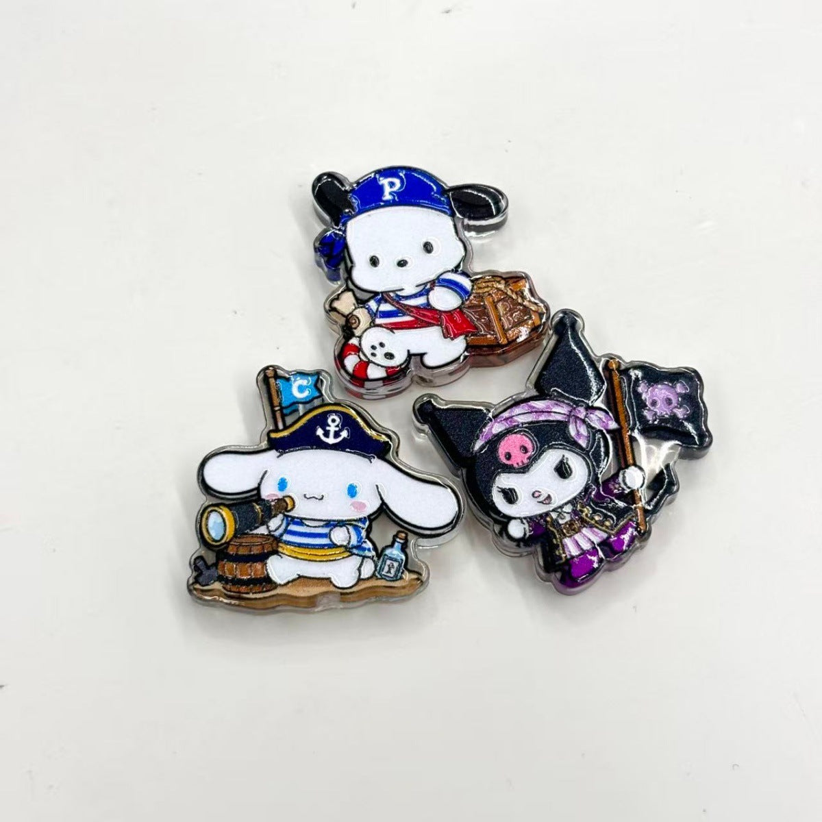 Kawaii Pirate Mascot Acrylic Focal Beads, Cute Anime Animal Sailors & Treasure Hunter Beads for DIY Beadable Pens & Keychains