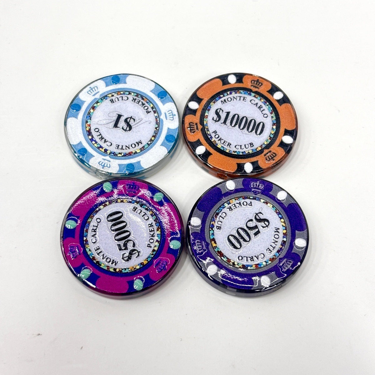 Casino Poker Chip Acrylic Focal Beads, 3-Tone Vegas Game Token Beads for DIY Beadable Pens & Keychains