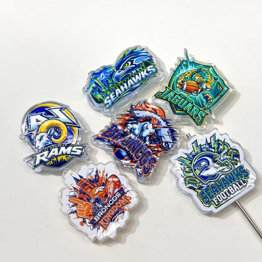 Football Game Day Mascot Acrylic Focal Beads, Western & Southern Rival Team Beads for DIY Beadable Pens & Keychains