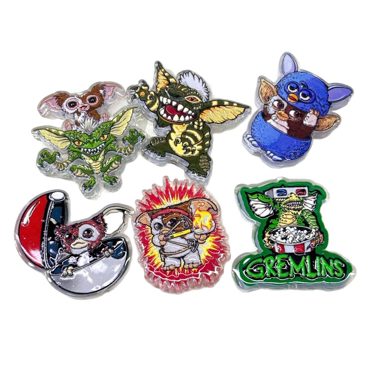 Retro 80s Movie Creature Acrylic Focal Beads, Mischievous Green Monster & Popcorn Beads for DIY Beadable Pens & Keychains