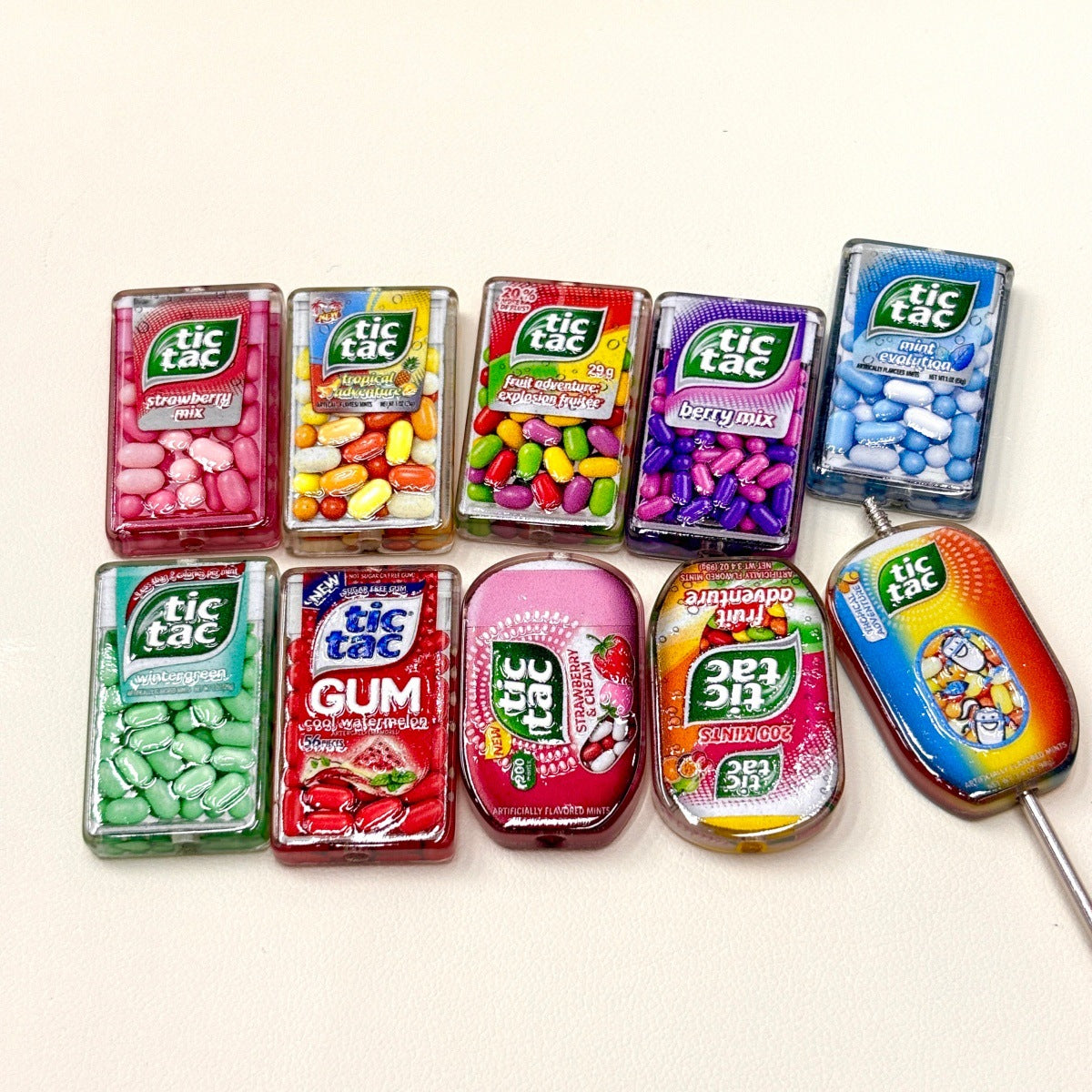Mini Pocket Breath Mint Box Acrylic Focal Beads, Fruit Candy & Cool Peppermint Beads for DIY Beadable Pens & Keychains