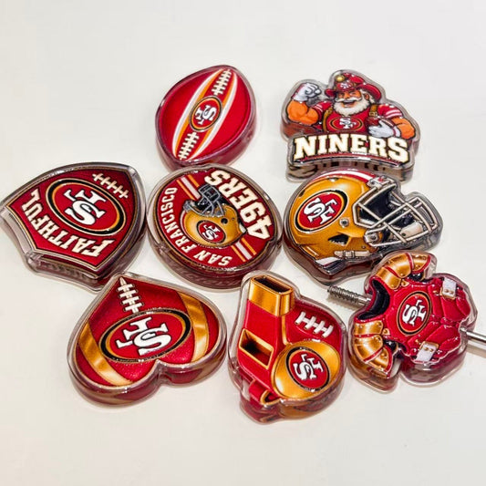 Red & Gold Football Faithful Acrylic Focal Beads, Gold Helmet & Coach Whistle Beads for DIY Beadable Pens & Keychains