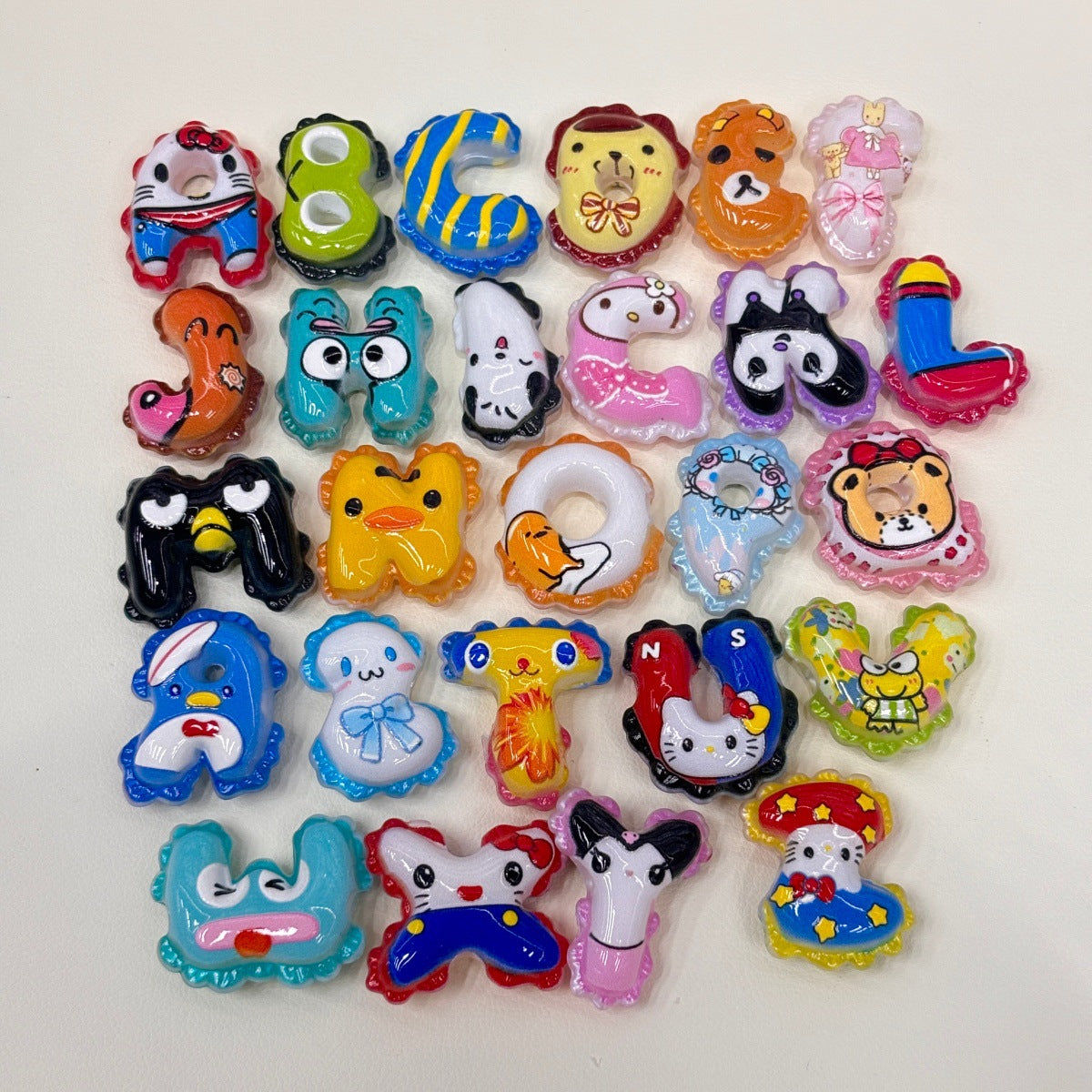 Kawaii Mascot Alphabet Acrylic Focal Beads, A-Z Puffy Balloon Initial Beads for DIY Beadable Pens, Keychains & Name Bracelets