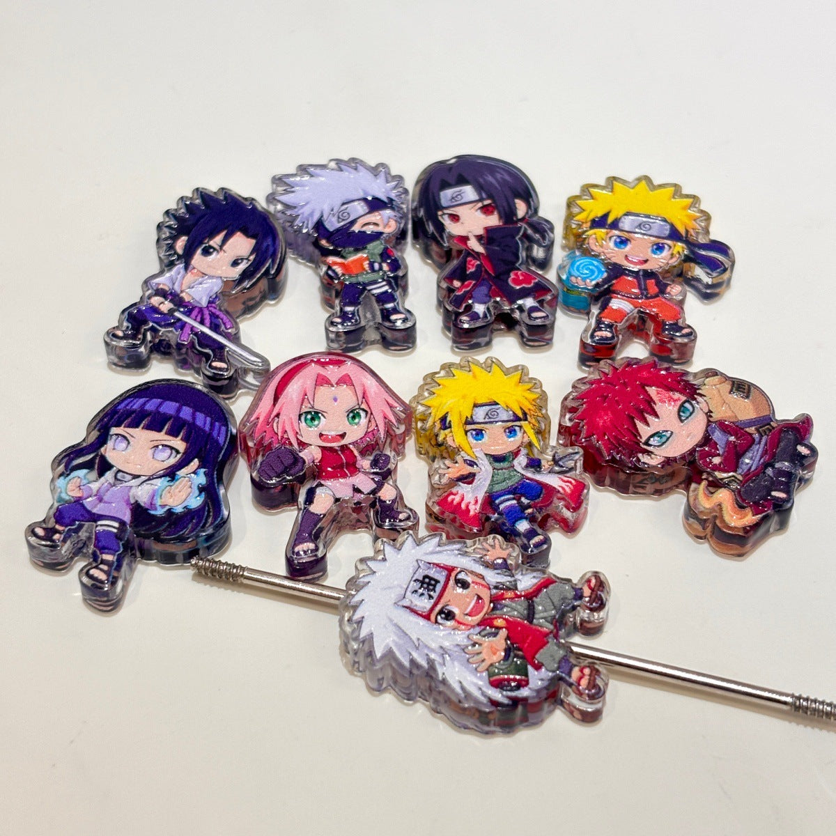 Anime Shinobi Ninja Acrylic Focal Beads, Whirlwind Energy Hero & Rogue Clan Beads for DIY Beadable Pens & Keychains
