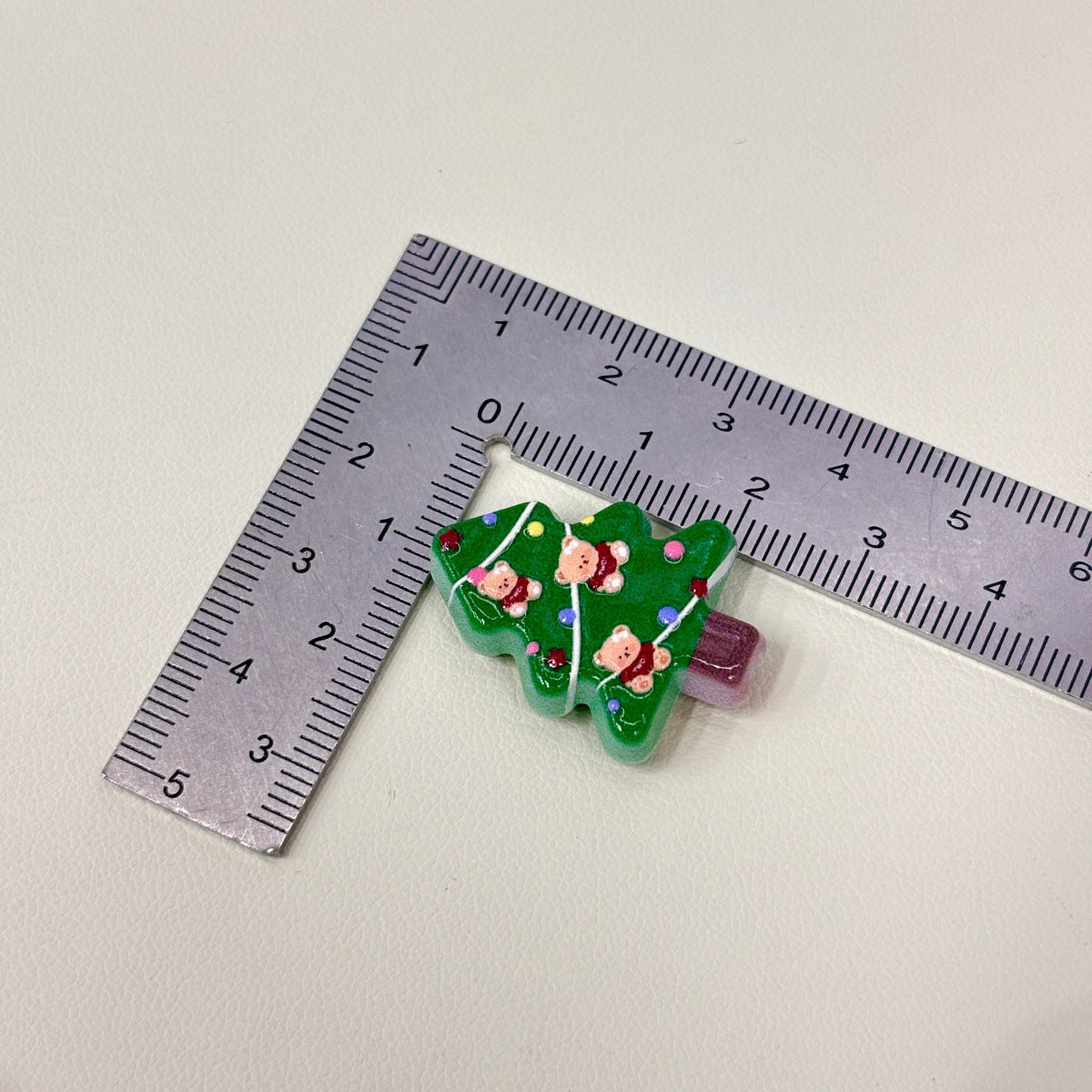 Pastel Teddy Bear Christmas Tree Acrylic Focal Beads, Winter Pine & Fairy Light Tree Beads for DIY Beadable Pens & Keychains