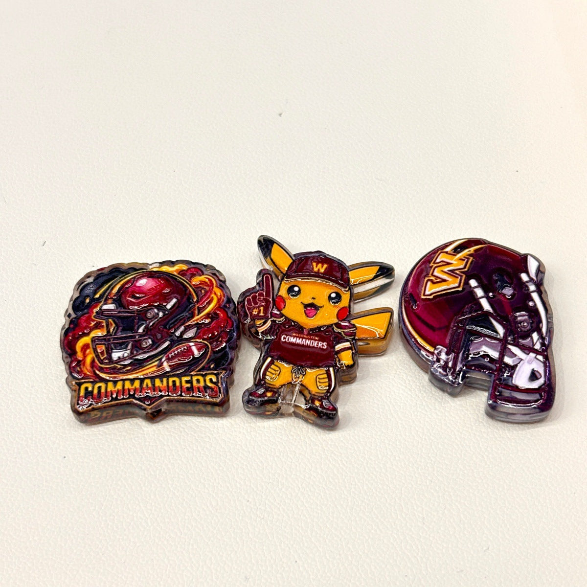 Red & Gold Football Glory Acrylic Focal Beads, Capitol Dome & Mascot Dog Beads for DIY Beadable Pens & Keychains