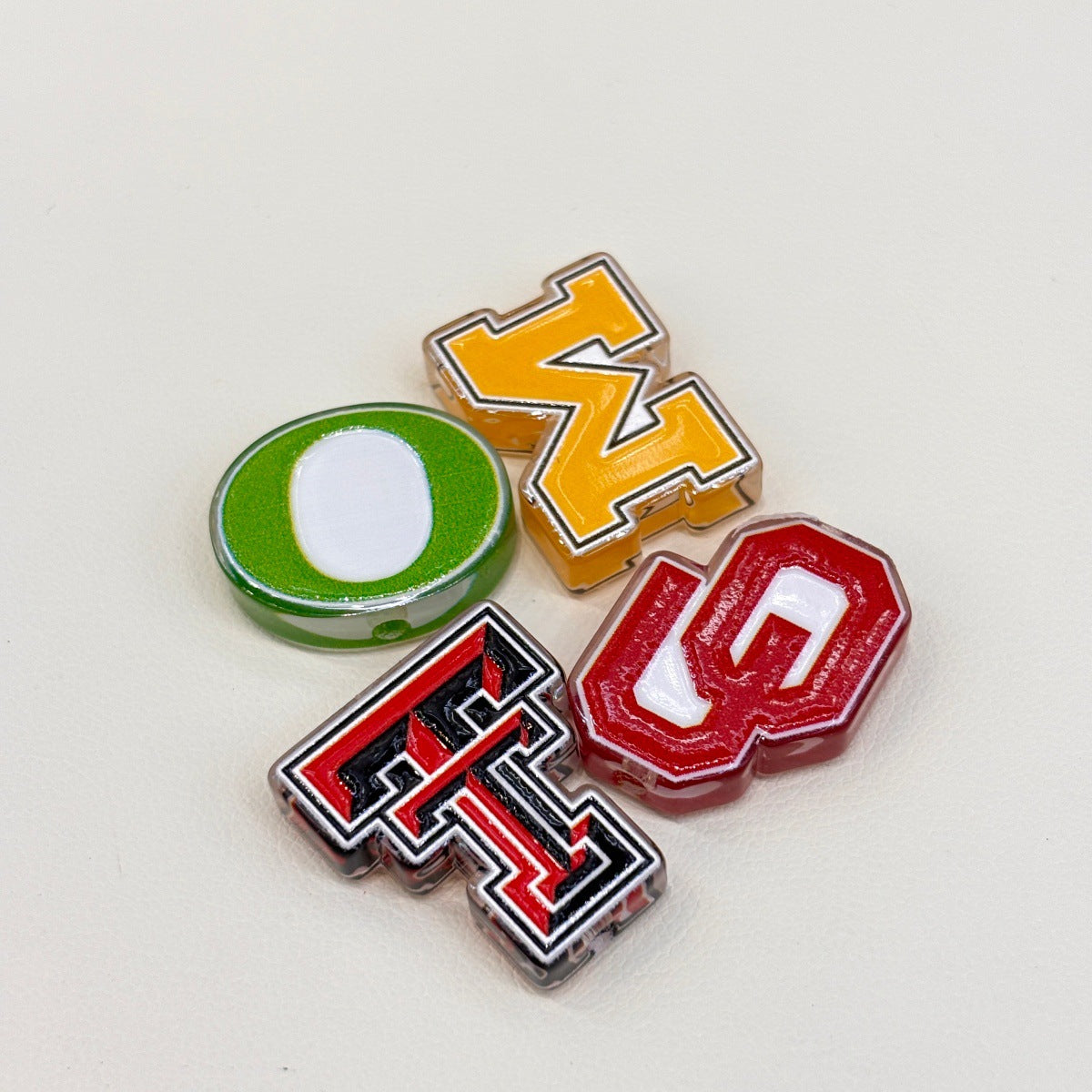 College Sports Varsity Initial Acrylic Focal Beads, Game Day Block Letter Charms for DIY Beadable Pens & Keychains