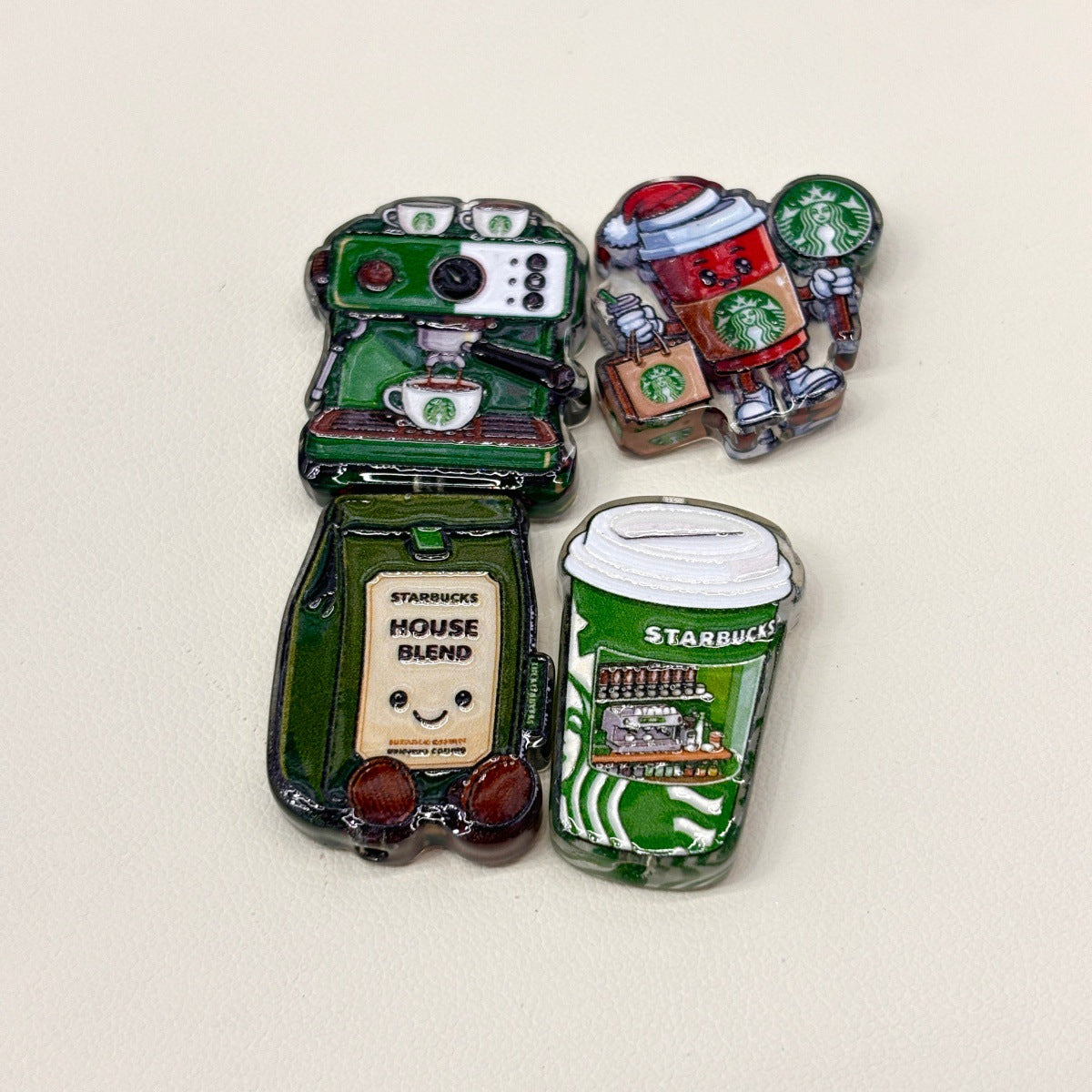 Cozy Café Lifestyle Acrylic Focal Beads, Coffee Shop Storefront & Espresso Machine Beads for DIY Beadable Pens & Keychains
