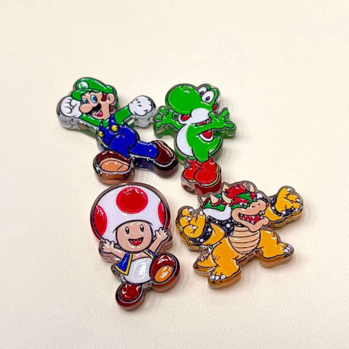 Retro Arcade Game Acrylic Focal Beads, Jumping Plumber Bros & Mushroom Pal Beads for DIY Beadable Pens & Keychains