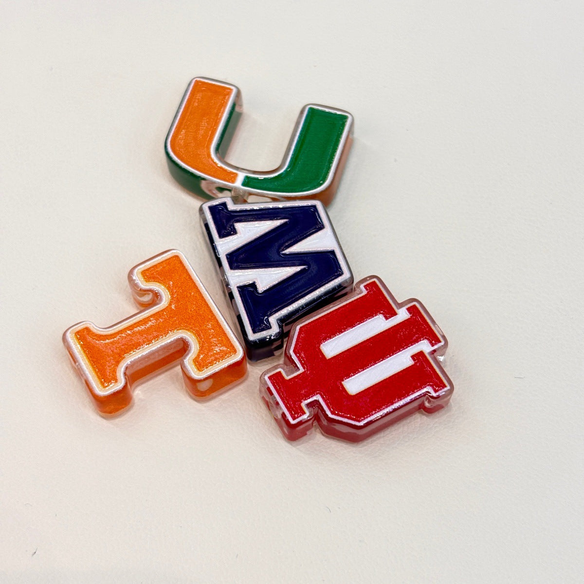 College Sports Varsity Initial Acrylic Focal Beads, Game Day Block Letter Charms for DIY Beadable Pens & Keychains