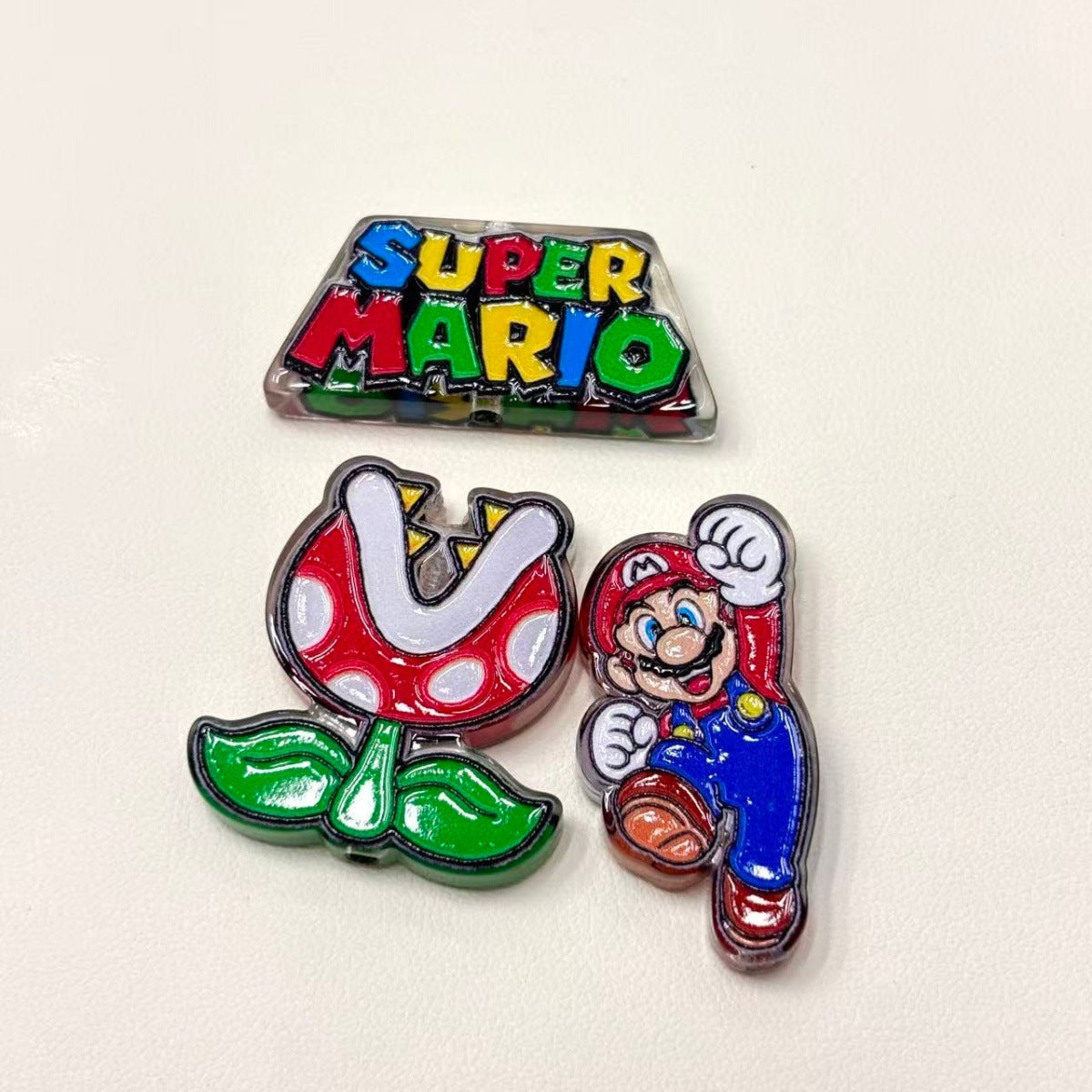 Retro Arcade Game Acrylic Focal Beads, Jumping Plumber Bros & Mushroom Pal Beads for DIY Beadable Pens & Keychains