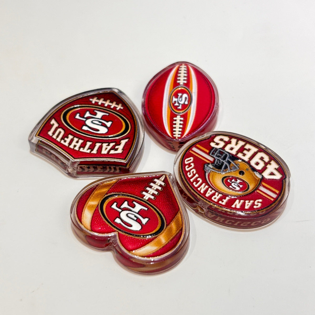 Red & Gold Football Faithful Acrylic Focal Beads, Gold Helmet & Coach Whistle Beads for DIY Beadable Pens & Keychains
