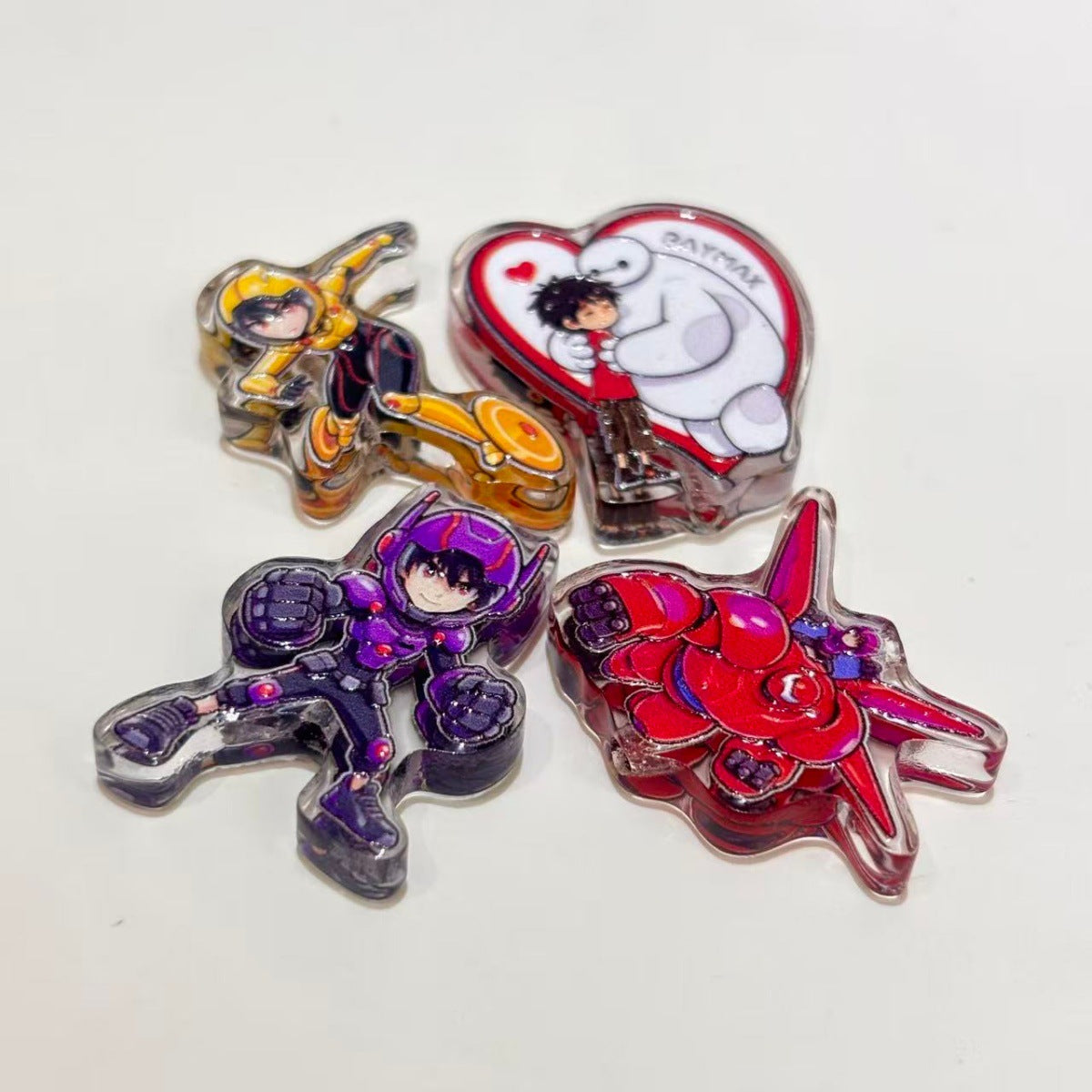 Inflatable Care Robot Acrylic Focal Beads, Red Battle Armor & Hugging Heart Beads for DIY Beadable Pens & Keychains