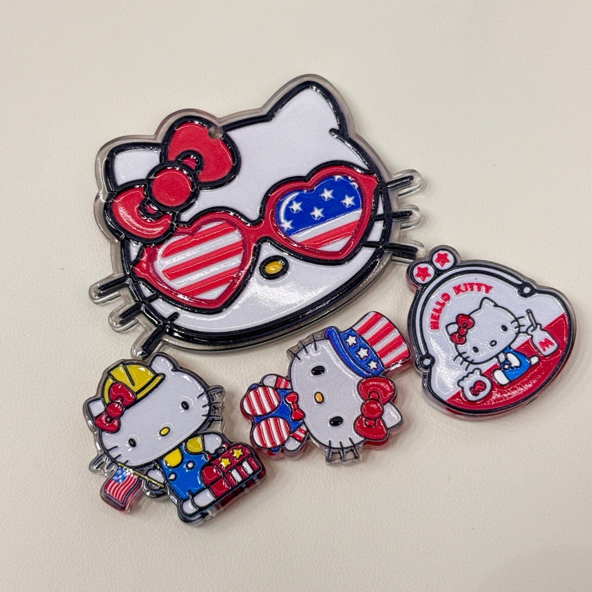 Patriotic Star-Spangled Mascot Acrylic Focal Beads, American Flag Bow & Uncle Sam Hat Beads for DIY Beadable Pens & Keychains