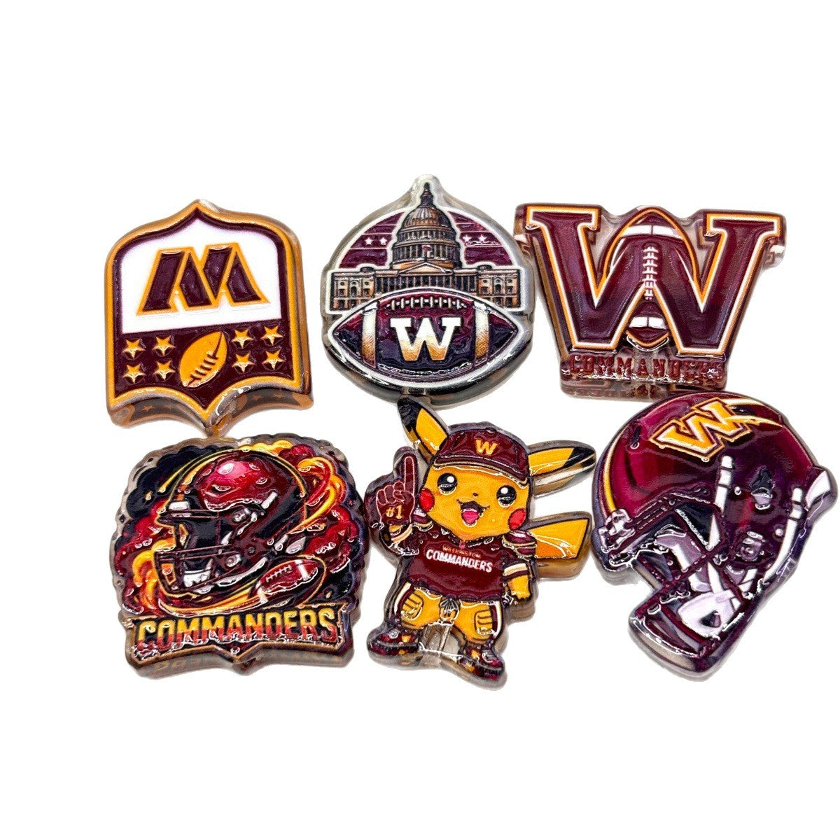 Red & Gold Football Glory Acrylic Focal Beads, Capitol Dome & Mascot Dog Beads for DIY Beadable Pens & Keychains