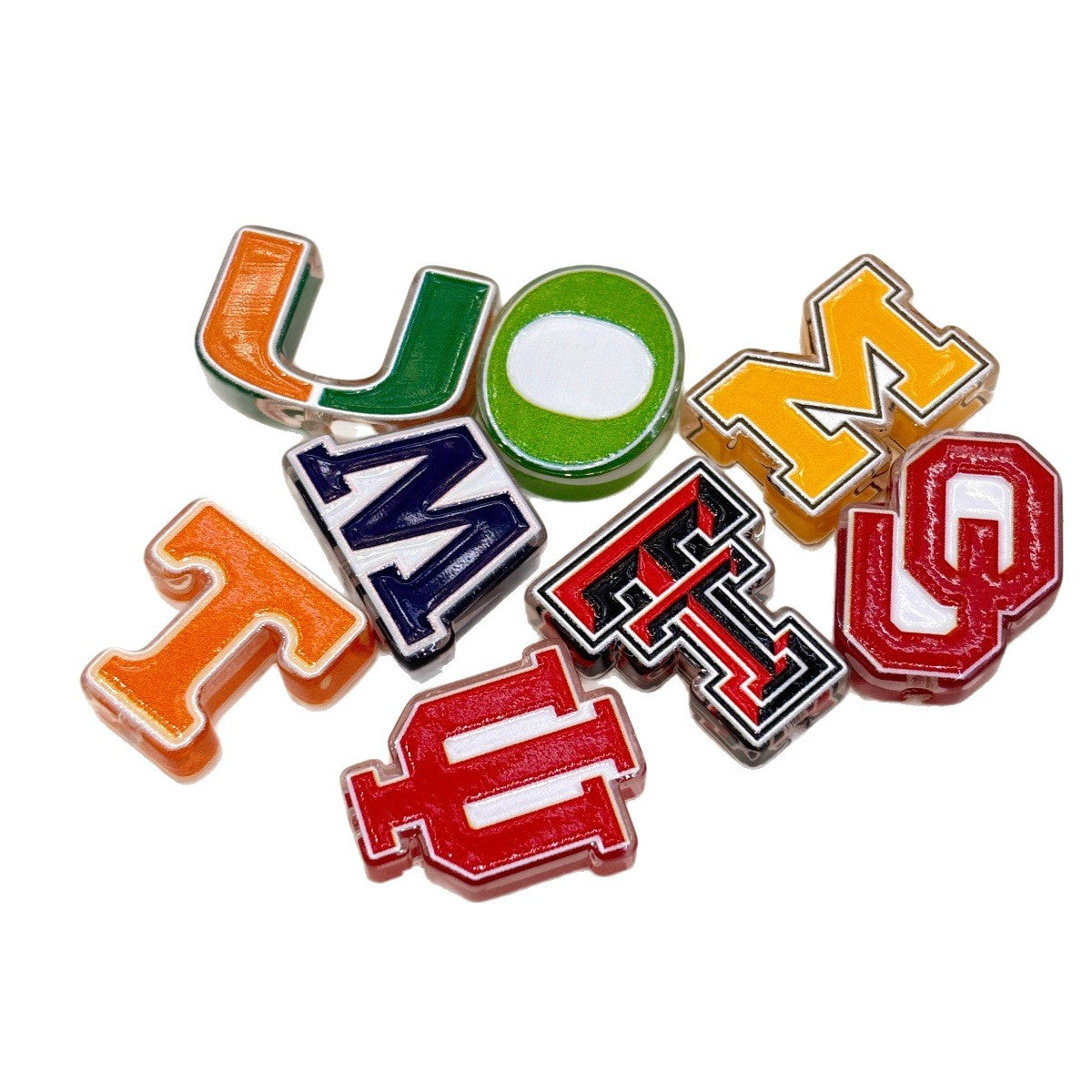 College Sports Varsity Initial Acrylic Focal Beads, Game Day Block Letter Charms for DIY Beadable Pens & Keychains