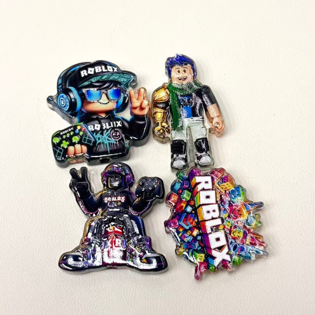 Sandbox Block Gamer Acrylic Focal Beads, Metaverse Pixel Adventurer & Headset Boy Beads for DIY Beadable Pens & Keychains