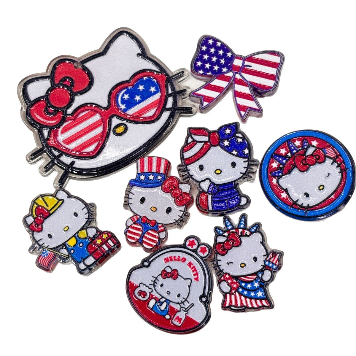 Patriotic Star-Spangled Mascot Acrylic Focal Beads, American Flag Bow & Uncle Sam Hat Beads for DIY Beadable Pens & Keychains