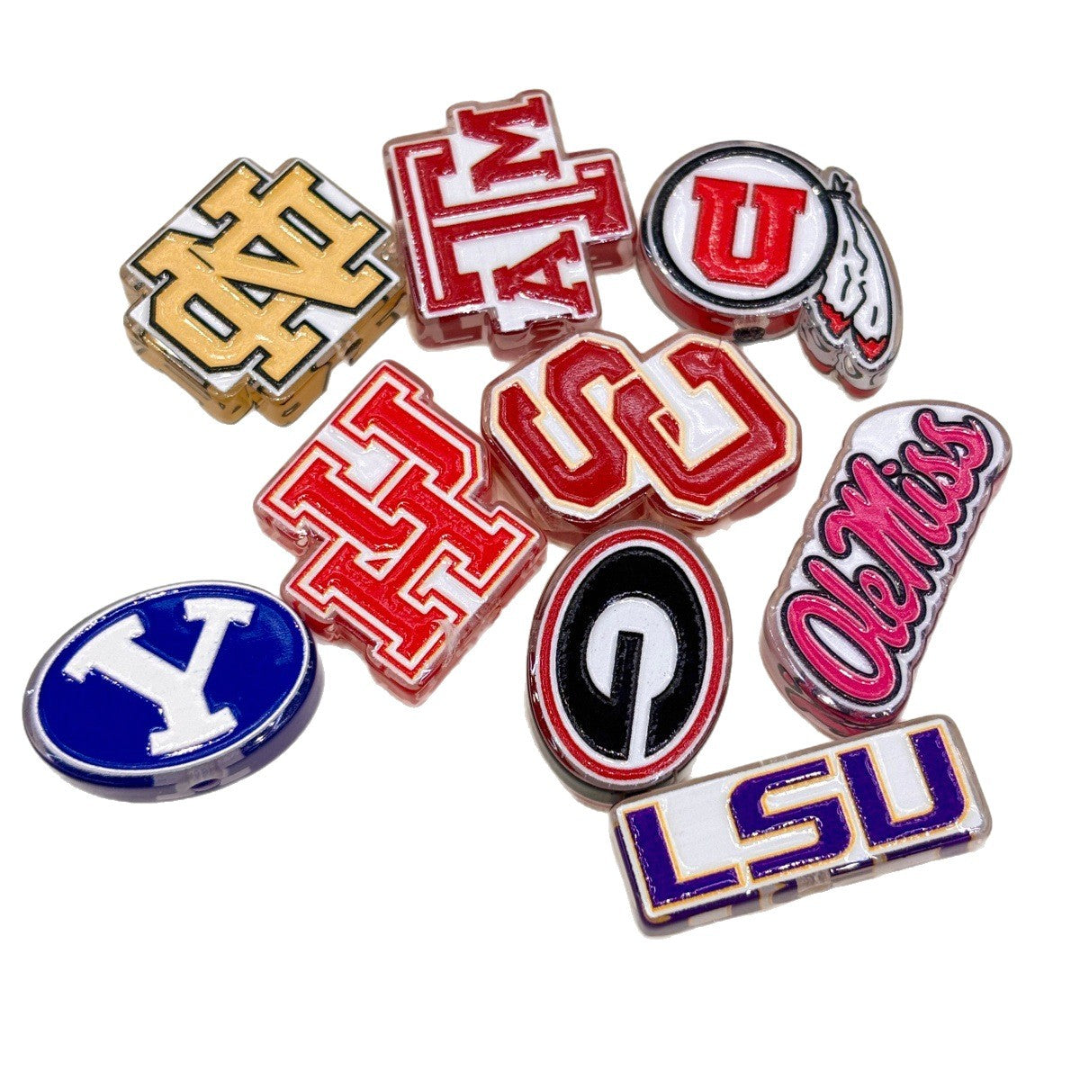 College Sports Game Day Acrylic Focal Beads, Varsity Mascot Initial & Team Pride Letters for DIY Beadable Pens & Keychains