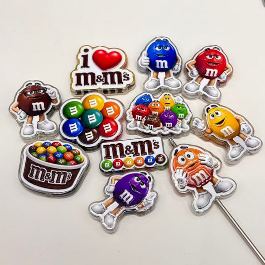 Rainbow Candy Character Acrylic Focal Beads, Sweet Chocolate Pals & Red Heart Beads for DIY Beadable Pens & Keychains