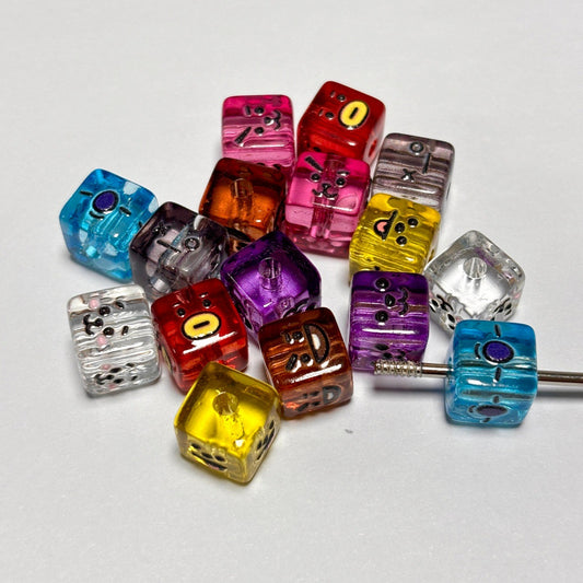 Translucent Jelly Dice Acrylic Focal Beads, 3D Crystal Emoji Cube Beads for DIY Beadable Pens & Keychains